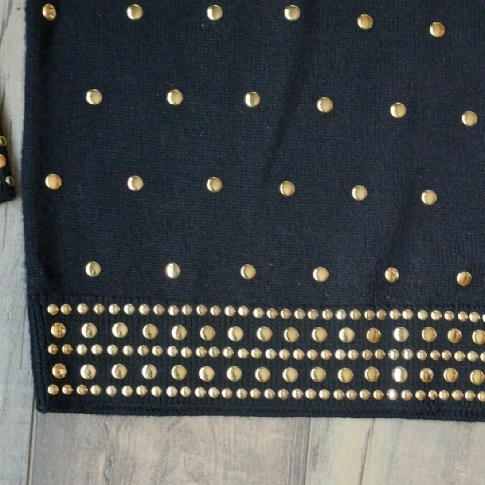 Studded Black and Gold Women's Sweater - Picture 4 of 7